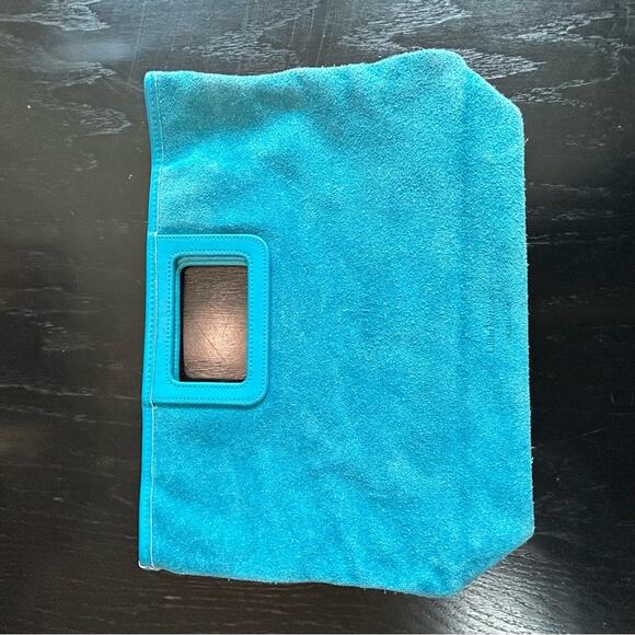 Blue Suede Handbag- clutch- leather- boho- color pop - western - Picture 11 of 11